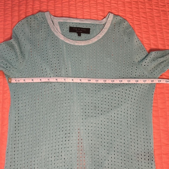Rag & Bone Turquoise Ariana Open Knit Flyaway open Back Cotton Sweater size XS - Picture 11 of 14